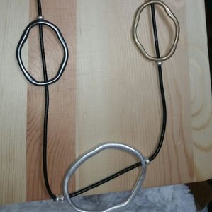 Sweet Lola Silver/Gold/Black Oval Statement Neckla